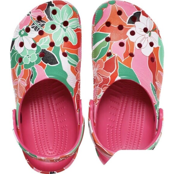 Crocs Classic Woodcut Floral Clog Dragon Fruit US Size Men 7 Women 9 Unisex - Picture 2 of 5